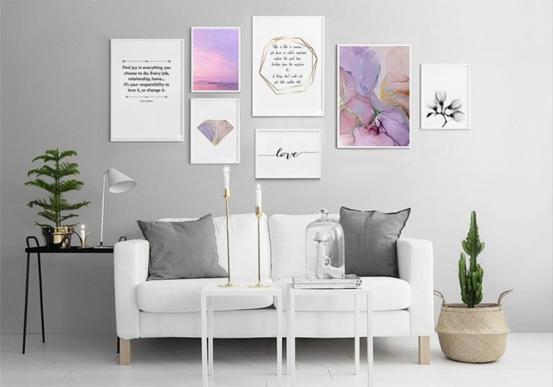 تابلو دیواری چند تکه تم صورتی