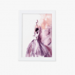 تابلو فانتزی دختر آبرنگی صورتی تصویر اصلی