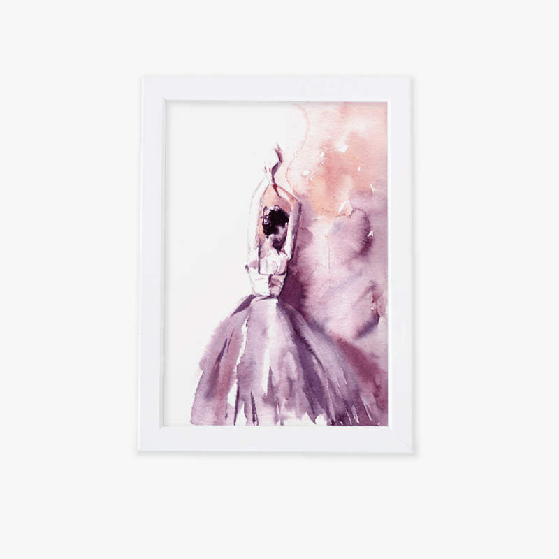 تابلو فانتزی دختر آبرنگی صورتی تصویر اصلی