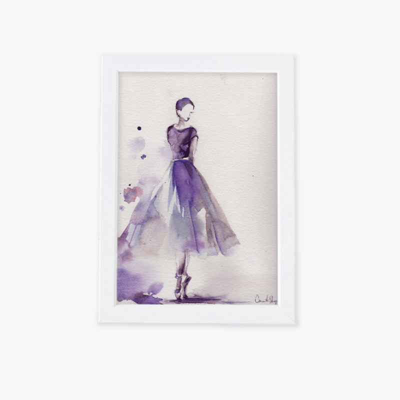 تابلو فانتزی دختر آبرنگی بنفش تصویر اصلی