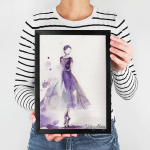 تابلو فانتزی دختر آبرنگی بنفش 4