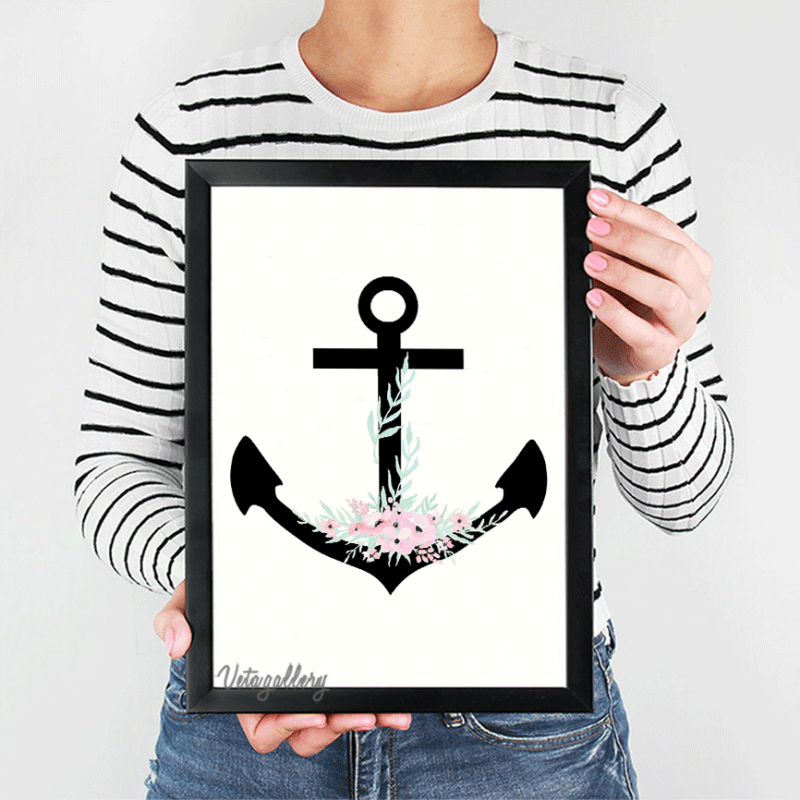 تابلو مدرن فانتزی طرح لنگر در دست