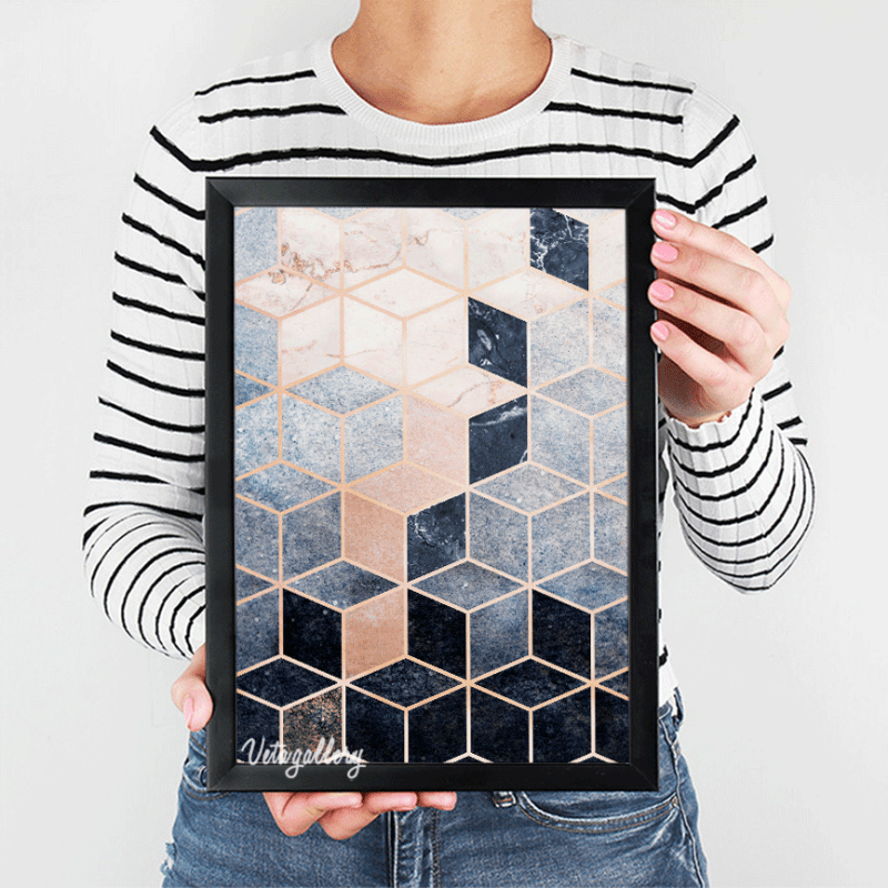 تابلو هندسی رنگی طرح سنگ