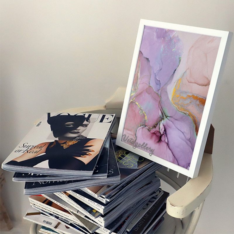 تابلو آبستره جوهری قاب سفید