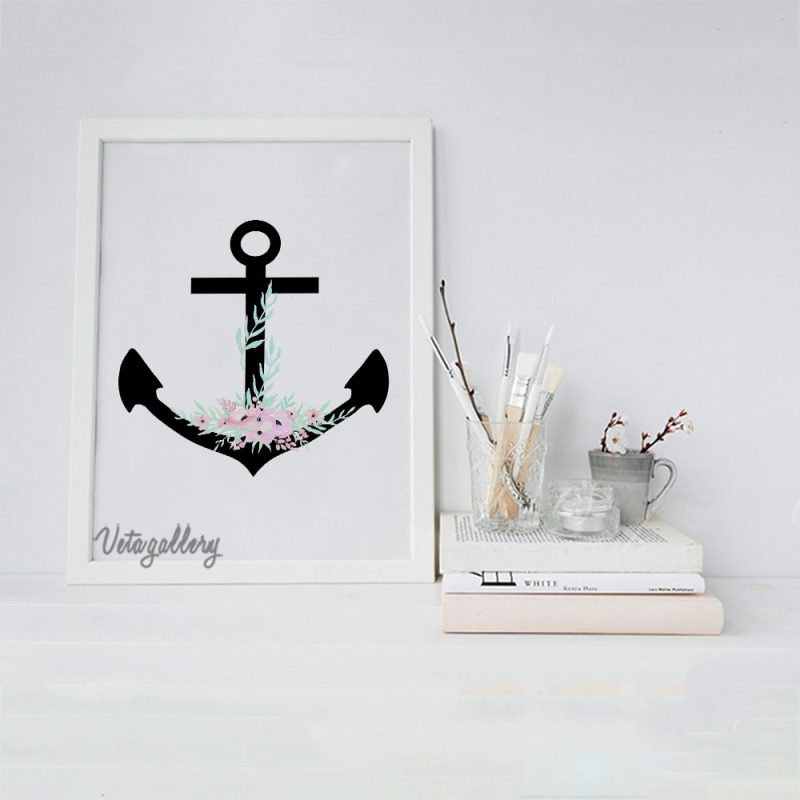 تابلو مدرن فانتزی طرح لنگر سفید