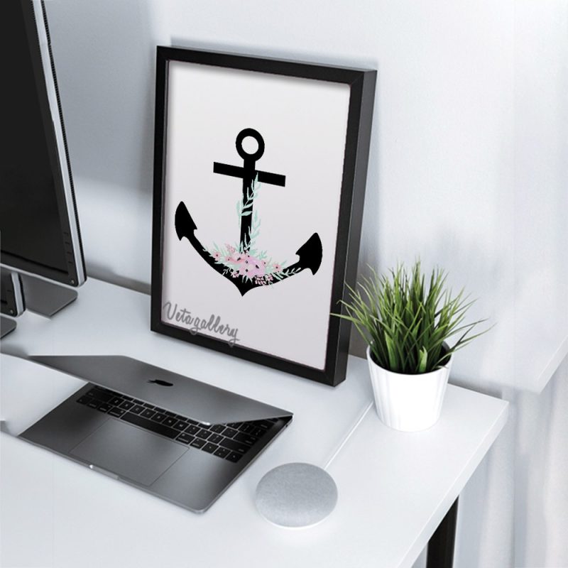 تابلو مدرن فانتزی طرح لنگر مشکی