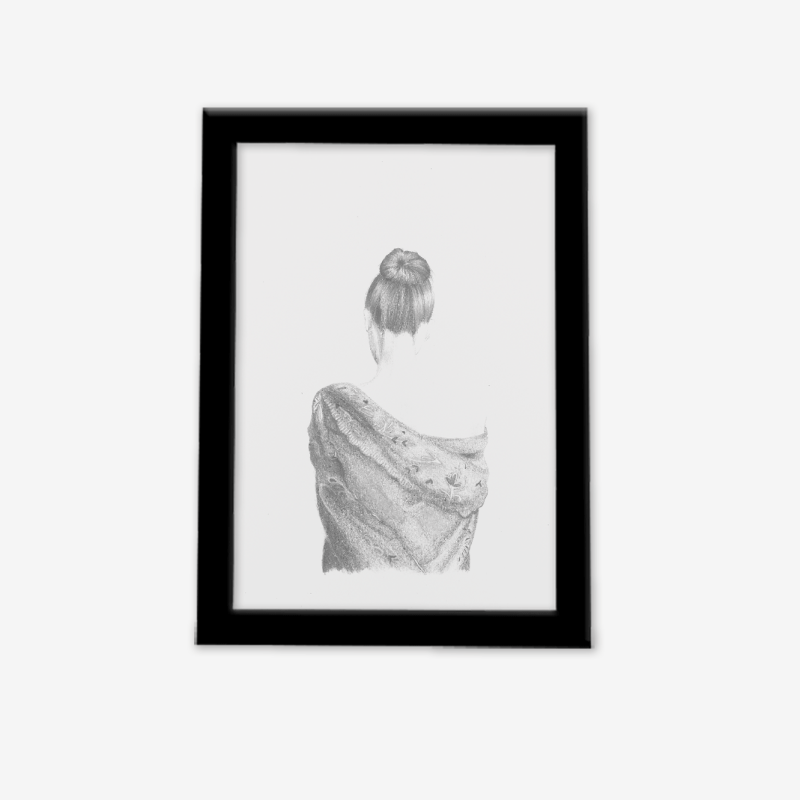 تابلو طرح دختر سیاه قلم اصلی تابلو طرح دختر سیاه قلم تصویر اصلی