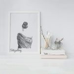 تابلو طرح دختر سیاه قلم 2