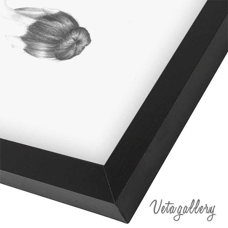 تابلو طرح دختر سیاه قلم 6