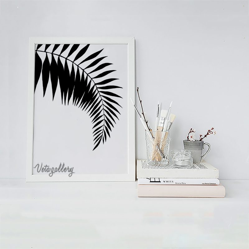 تابلو مدرن برگ سوزنی مشکی 3