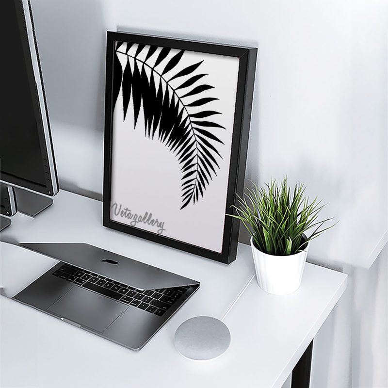 تابلو مدرن برگ سوزنی مشکی