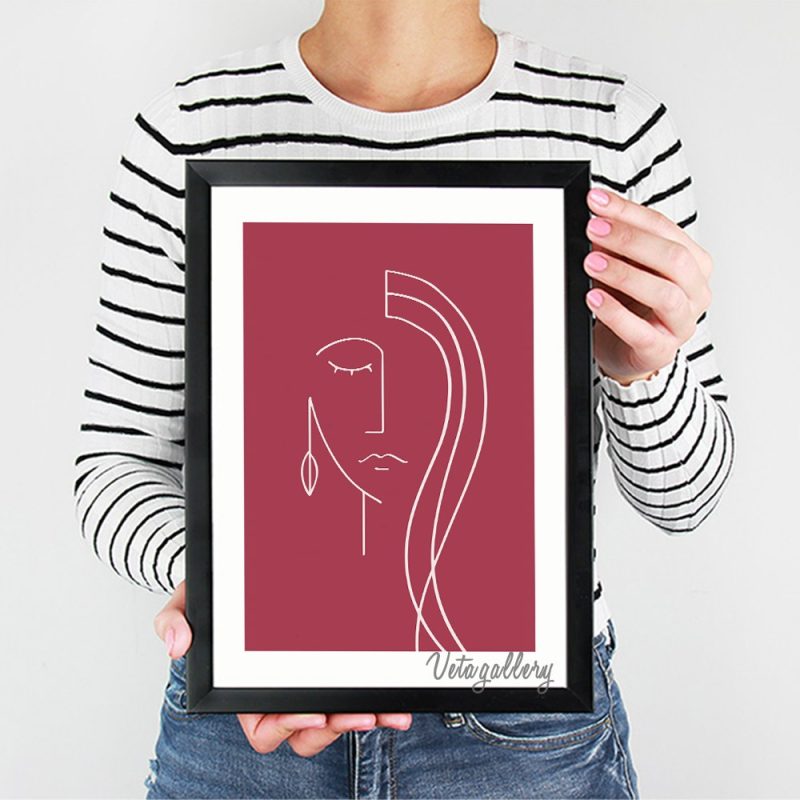 تابلو مینیمال لاین آرت طرح دختر 8