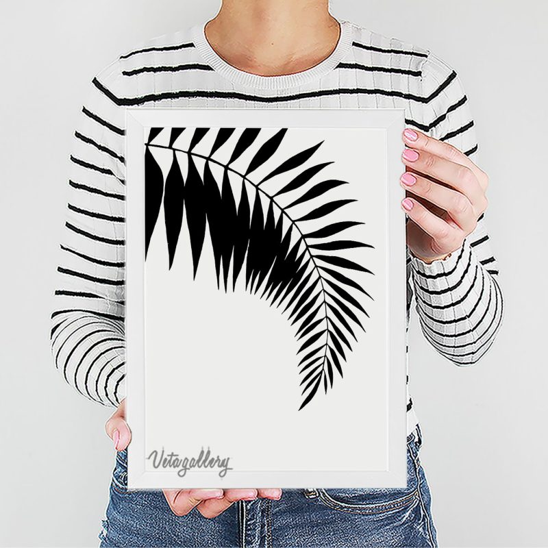 تابلو مدرن برگ سوزنی مشکی 8