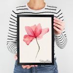 تابلو فانتزی شاخه گل آبرنگی