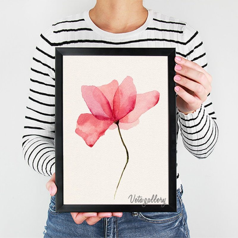 تابلو فانتزی شاخه گل آبرنگی