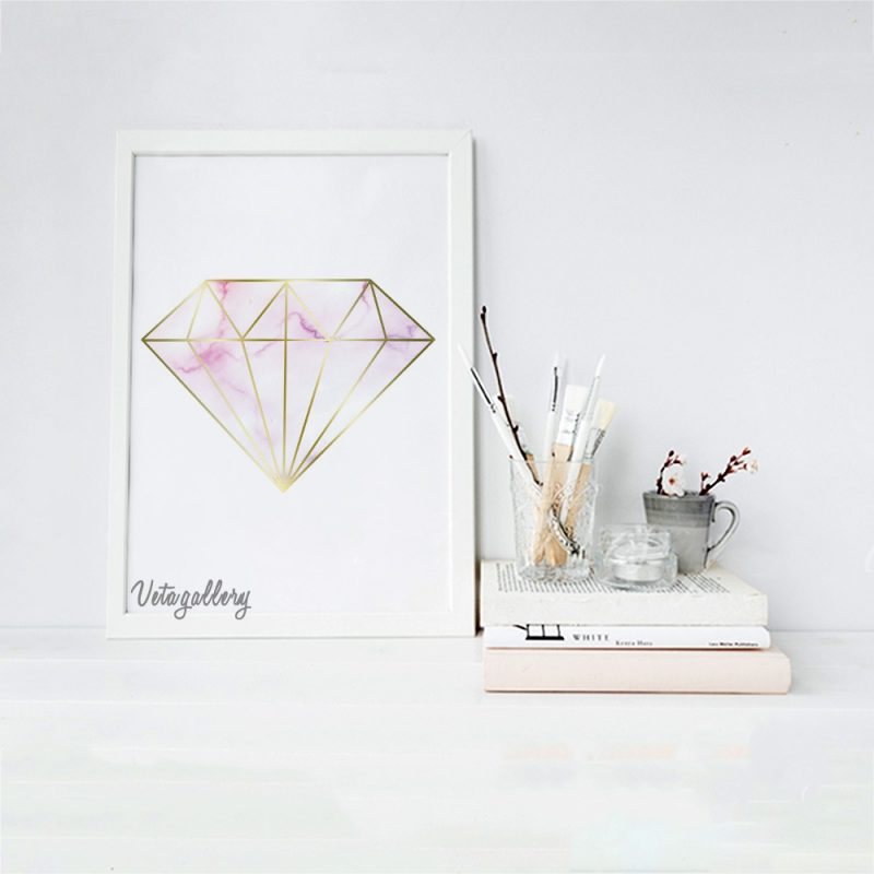 تابلو فانتزی الماس طرح سنگ صورتی 3