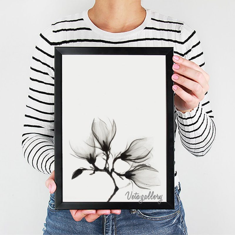 تابلو مدرن گل سیاه و سفید 8