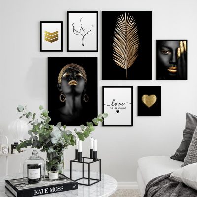 تابلو دختر سیاه و طلایی